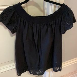 Black cotton peasant top